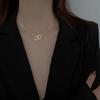 Collar de doble anillo en forma de corazón, cadena de clavícula femenina, collar de temperamento simple, diseño de nicho femenino, sentido de celebridad en línea, ins novias, joyería