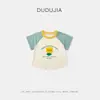 Camiseta de Verano de Manga Corta Antibacteriana 7A para Niñas Dudu's con Estampado 3D y Diseño Ranglán, Delgada y Moderna para el Verano