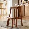 Escalera Taburete Plegable de Madera Maciza Retro, Banco Alto Doméstico para Interiores, Escalera Taburete para Cambiarse los Zapatos, Multifuncional Todo en Uno