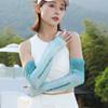 Mangas de seda de hielo de verano para mujer, mangas de brazo con estampado digital transpirable a rayas, mangas largas de pesca con protector solar para hombre, venta al por mayor
