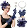 Accesorios para fiestas de festivales de carreras de caballos más vendidos de Amazon: conjunto de tocado de plumas, guantes, combinación de aretes y collar, accesorios de actuación