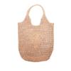 Bolsa de Palha Crochê Ombro Único 2024 Bolsa Tecida Vazada Cor Doce Casual Praia Feminina Bolsa Tote de Mão