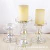 Candelabro de Vidrio Romano Vintage Estilo Europeo Alto Portavelas para Aromaterapia Adorno Decorativo para el Hogar Dorado Base para Vela