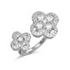 Anillo de plata esterlina S925 nuevo japonés y coreano con incrustaciones de circonita y trébol de cuatro hojas, diseño de personalidad, anillo de moda exquisito