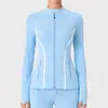 Top de Yoga de Manga Larga Caijue para Mujer, Ajustado, Ceñido a la Cintura, Doble Cremallera, Ropa para Correr al Aire Libre y Fitness, Chaqueta de Ropa de Yoga de Secado Rápido