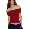 Camiseta Sexy Europea y Americana Transfronteriza de un Solo Hombro Ropa para Mujer Verano 2026 Moda de Comercio Exterior de Amazon Top de Manga Corta sin Hombros