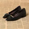 Chegada Nova Primavera/Outono 2026 Bico Fino Baixo Salto Bloco Antiderrapante Estilo Preguiçoso Slip-On Fivela Quadrada Sapatilhas Femininas