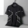 Camiseta Masculina de Seda Gelada de Manga Curta Verão Masculina Solta Gola Redonda Meia Manga Tamanho Grande Simples Versátil Top de Secagem Rápida