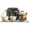 Juego de té de viaje Factory Moon Rabbit, apto para acampar al aire libre, portátil, de cristal, taza exprés, una tetera, dos tazas