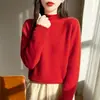 Suéter de lana 100% pura de peso pesado con incrustaciones de diamantes para mujer, con bordes enrollados, cuello semialto, patrón de ganchillo calado, engrosado, capa base de cachemira de corte holgado