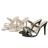 Moda Primavera 2025 Transfronteriza Sandalias de Tacón Alto con Pedrería de Cristal para Mujer Estilo Coreano Zapatillas de Tacón de Aguja Ultralargo para Mujer