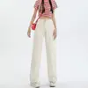 Jeans Wide Leg de Cintura Alta Simples Estilo Coreano para Mulheres, Novo Outono e Primavera, Caimento Solto, Emagrecedor, Caimento Fluido, Jeans Reto Comprimento Total