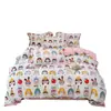 Estilo Coreano Cremoso Osito Polar Cálido Juego de Cuatro Piezas Dibujos Animados Funda Nórdica de Polar de Coral Doble Cara Juego de Tres Piezas Sábana Plana Sábana Ajustable