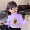 Camiseta Básica de Veludo Quente para Meninas, Roupa Outono e Inverno Gola Alta Meia para Crianças, Camiseta de Manga Longa para Crianças Tamanho Pequeno e Médio, Top Estilo Coreano para Bebê