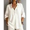 Ropa de Mujer Transfronteriza Amazon Otoño Nuevo Estilo Ropa de Mujer Casual Holgada Moda Color Sólido Manga Larga Solapa Cárdigan Camisa
