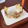 Pulseras Transfronterizas Europeas y Americanas, Flores y Hojas de Moda Exageradas, Versión Ancha, Pliegues Martillados, Pulseras de Exportación Personalizadas, Pulseras de Metal