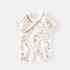 Mameluco de Verano para Bebé de Manga Corta Mameluco de Verano para Bebé de Jersey Ultra Fino Bata de Algodón Puro Traje de Monje para Niños Traje para Gatear de Recién Nacido