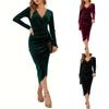 Vestido de noche elegante, informal, con escote en V y mangas largas, estilo Amazon Cross-border Otoño e Invierno.