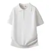 Camisa Polo de Punto de Manga Corta para Hombre Uamtor Coreano Ligeramente Maduro Verano Casual Sensación de Alta Gama Color Sólido Minimalista Camisa de Manga