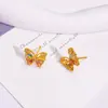 Brincos de Borboleta Multicoloridos Antigos Exquisitos Incrustados com Diamantes, Moda Outono e Inverno Acessível Luxo Versátil Design de Nicho Brincos Inteligentes