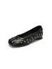 Zapatos planos de tacón de cerdo poco profundos con punta dividida y remaches retro para mujer, zapatillas de ballet de cuero suave con suela blanda, estilo nuevo