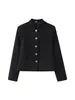 Chaqueta de moda versátil de estilo retro francés con decoración de botones, manga larga y cuello alto, para Amazon AliExpress europeo y americano