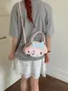 Bolsa Fofa com Laço para Meninas, Bolsa Exquisita Estilo Coreano com Pingente de Desenho Animado, Bolsa de Ombro Cruzada