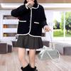 Cárdigan Corto de Punto Estilo Francés Modelo Nuevo 2026 con Ribete, Suéter Estilo Chanel para Mujer, Cuello Polo, Talla Petite, Otoño e Invierno