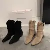Temporada de Primer Encuentro~V Botas Martin hasta la pantorrilla Botas para mujer 2026 Otoño/Invierno Botines de Ante Botines Cortos Ajustados Marrón Melard