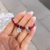 Pulsera de Campana Tejida con Cuentas Cuerda Roja de Pareja Pulsera del Año de Nacimiento Estudiante Mejor Amigo Par de Joyas Cristal