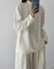 Camisa Base de Terciopelo Cepillado Doble Cara para Mujer Camiseta Engrosada Forrada de Felpa Cuello Medio Alto Interior Holgado Manga Larga Primavera Otoño Invierno Top