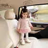 Nuevo Cheongsam de Estilo Chino para Otoño/Invierno para Niñas Traje Tang Acolchado de Moda Hanfu Vestido Cheongsam de Malla de Pastel para Niñas