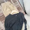 Camiseta de Manga Longa com Botão Único em Lyocell Tencel, Estilo Qiao Mei, Design Color Block com Listras Azuis Escuras, Emagrecedora, para Mulheres