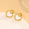 Brincos Pingente Colar Coração Amor Gota de Cola Moda Simples Ouro 18K Aço Inoxidável Joias Casuais Elegantes