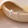 Pendientes de Delfín Asimétricos de Diseño de Nicho para Mujer, Simples, Compactos, Mini, Personalizados, Dulces, Pendientes de Plata de Ley S999