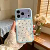 Capa Floral Roxa Adequada para iPhone 16, Capa Tipo Vidro para iPhone 17, Capa de Silicone para 17Pm, Capa de Nicho para iPhone 17 Pro, Estilo Fresco