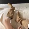 Serie de lujo nicho~Botas de montar altas de gamuza con tacón grueso Otoño 2026, botas apiladas casuales de nuevo estilo chino