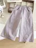 Pantalones Largos Sueltos de Algodón Puro Bordado para Niñas de Primavera y Otoño, Dibujos Animados Lindos Versátiles Casuales de Pierna Ancha, Pantalones de Moda