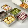Caja de Acero Inoxidable para Conservar Frescura Grado Alimenticio Puesto Comercial Rectangular Caja de Picnic Set de Cocina Caja para Conservar Frescura