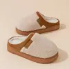 Pantuflas retro de felpa de algodón para uso doméstico para otoño e invierno, unisex, con forro polar adicional, engrosadas, antideslizantes, de suela gruesa, pantuflas peludas cálidas de interior para parejas