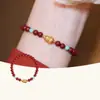 Tienda de Fábrica Cacahuete de la Suerte Auténtico Pulsera de Cinabrio Natural Calabaza Genuina Pulsera de Buena Suerte con Cuentas Lujo Ligero
