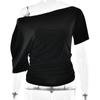 Comercio Exterior de Amazon Verano 2025 Nuevo Más Vendido Camiseta para Mujer Sexy Chica Picante Hombro Fruncido Tops Ajustados