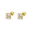 Pendientes sencillos de plata S925 con forma de trébol de cuatro hojas y perla, con diseño de hueso de oreja, para mujer