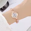 Encantador Reloj Pulsera de Corazón en Oro Rosa con Pedrería, Esfera Minimalista para Mujer Estudiante, Reloj de Pulsera de Cuarzo