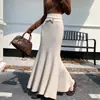 Tricô Outono Inverno 2026 Saia Cauda de Peixe Feminina Cintura Alta Linha A Comprimento Médio Emagrecedora Bodycon Saia de Lã