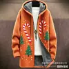 Elementos Navideños Transfronterizos a Todo Color Cardigan con Cremallera Holgado con Capucha para Hombre Ropa de Algodón DIY por Imagen