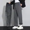 Pantalones de traje rectos gruesos de invierno para hombre con forro polar personalizado, pantalones casuales holgados de pierna ancha y caída fluida