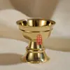 Base de Lámpara de Mantequilla Pulida de Latón Estilo Tíbet con Pie Alto, Portavelas Doméstico Engrosado, Base de Lámpara de Ofrenda, Adorno de Lámpara de Vela