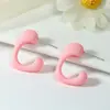 Pendientes Sencillos con Forma de Corazón Hueco y Forma de C, Accesorios para Orejas de Acrílico Mate de Colores, Versátiles para el Trayecto Diario, Disponibles tanto en Clavos como en Clips para Orejas