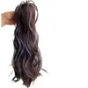 Coleta Postiza para Mujer, Clip Realista, Corona Alta, Estilo Chica Energética, Cabello Rizado Semi-Recogido en Cascada con Mechas, Peluca de Coleta Alta